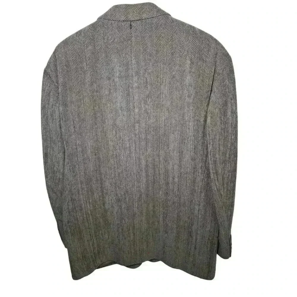 Hugo Boss Blazer Men's 40R Gray Brown Chevron Wool Sports Coat Jacket Made USA